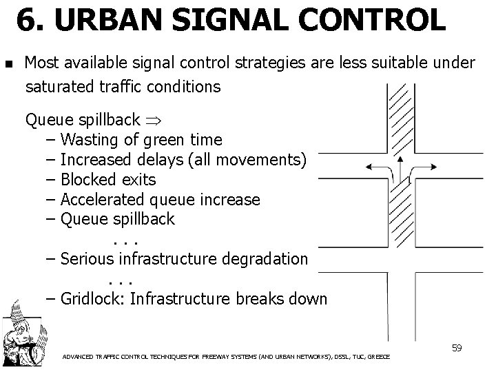 6. URBAN SIGNAL CONTROL n Most available signal control strategies are less suitable under