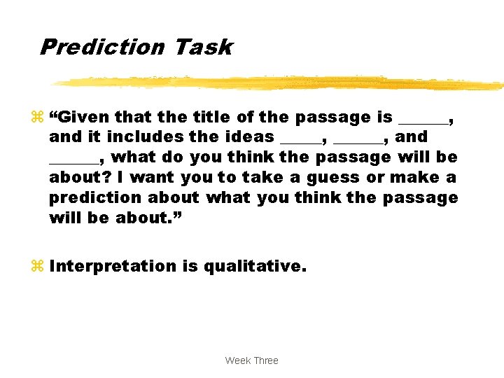 Prediction Task z “Given that the title of the passage is ______, and it