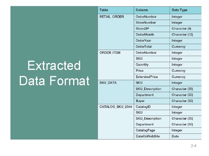 Extracted Data Format 2 -4 
