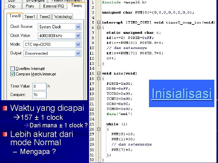 Inisialisasi Waktu yang dicapai 157 ± 1 clock Dari mana ± 1 clock ?