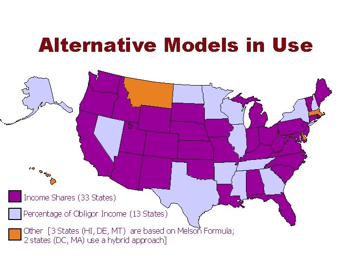 Alternative Models in Use Income Shares (33 States) Percentage of Obligor Income (13 States)