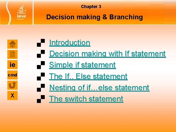 Chapter 3 Decision making & Branching ie cmd X Introduction Decision making with If