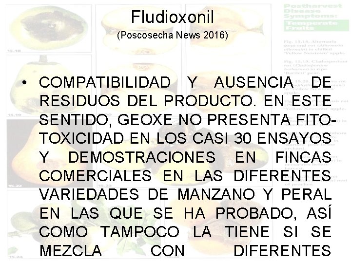 Fludioxonil (Poscosecha News 2016) • COMPATIBILIDAD Y AUSENCIA DE RESIDUOS DEL PRODUCTO. EN ESTE