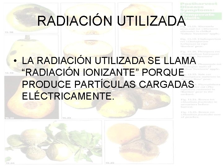 RADIACIÓN UTILIZADA • LA RADIACIÓN UTILIZADA SE LLAMA “RADIACIÓN IONIZANTE” PORQUE PRODUCE PARTÍCULAS CARGADAS