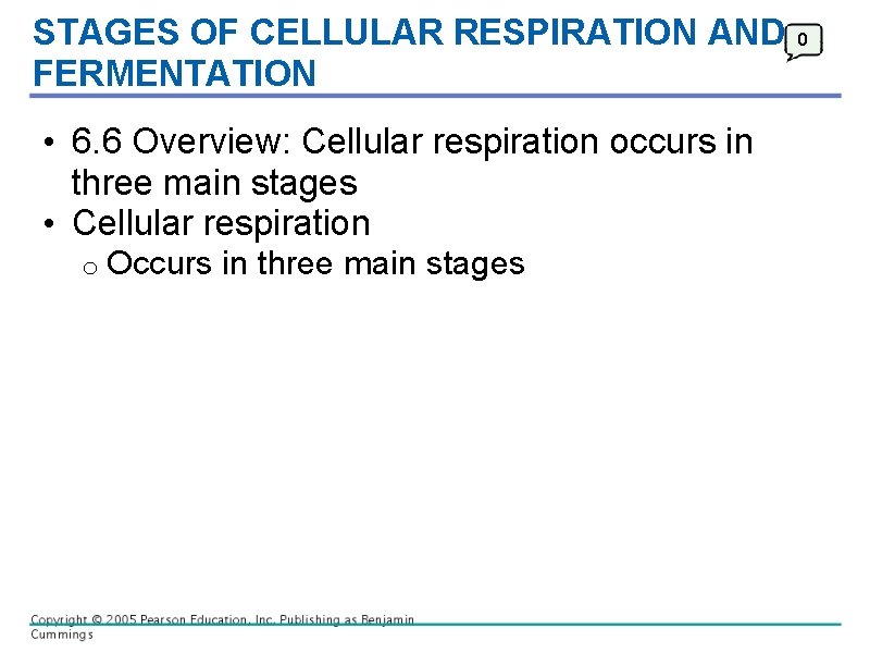STAGES OF CELLULAR RESPIRATION AND FERMENTATION • 6. 6 Overview: Cellular respiration occurs in