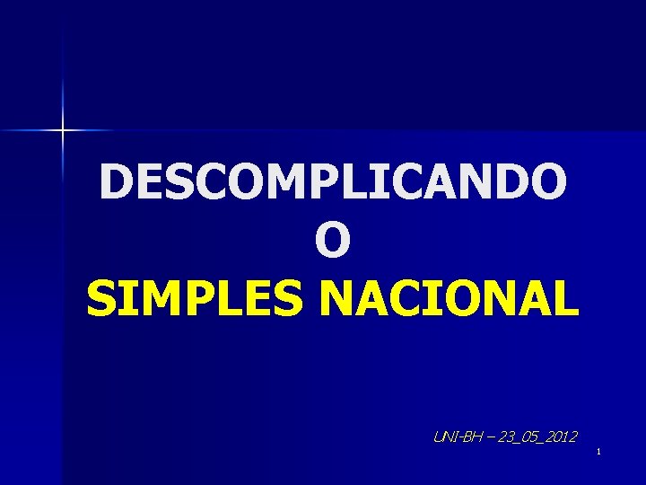 DESCOMPLICANDO O SIMPLES NACIONAL UNI-BH – 23_05_2012 1 