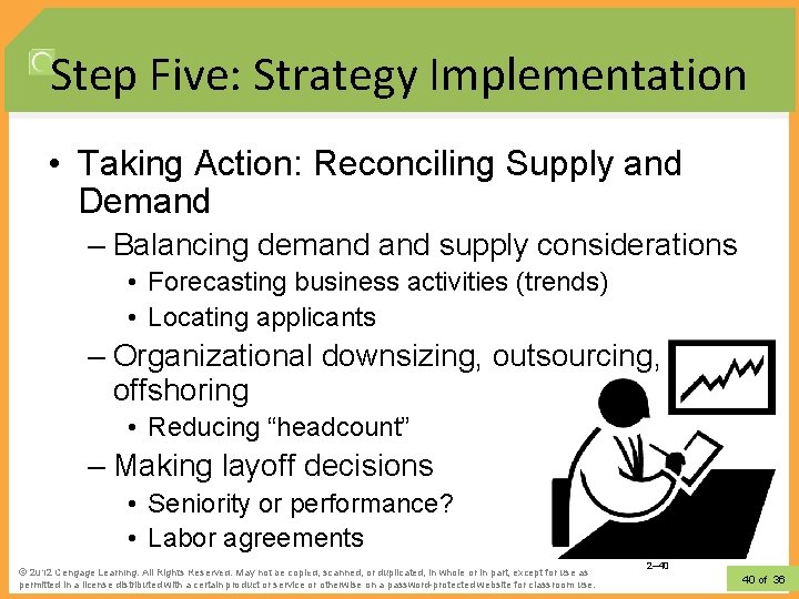 Step Five: Strategy Implementation • Taking Action: Reconciling Supply and Demand – Balancing demand