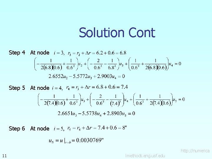 Solution Cont Step 4 At node Step 5 At node Step 6 At node