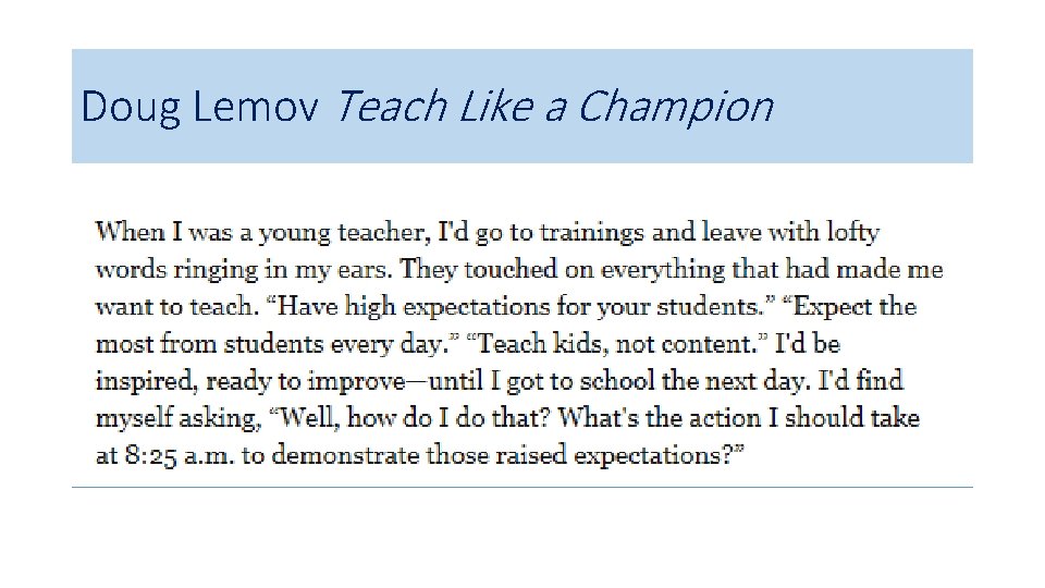 Doug Lemov Teach Like a Champion 