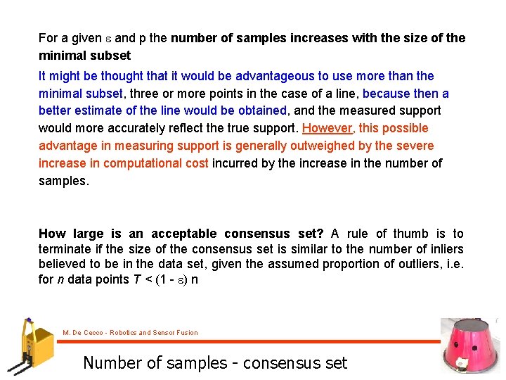 For a given and p the number of samples increases with the size of