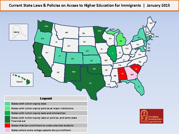 Current State Laws & Policies on Access to Higher Education for Immigrants | January