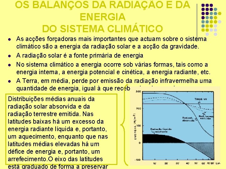 OS BALANÇOS DA RADIAÇÃO E DA ENERGIA DO SISTEMA CLIMÁTICO l l As acções