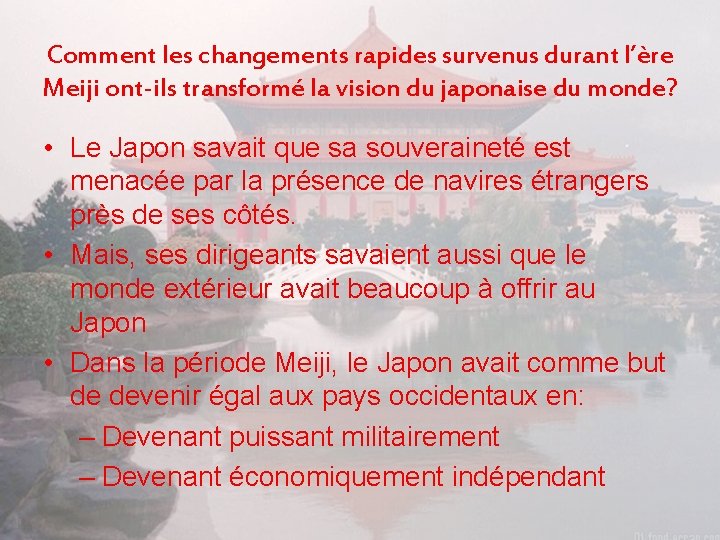 Comment les changements rapides survenus durant l’ère Meiji ont-ils transformé la vision du japonaise