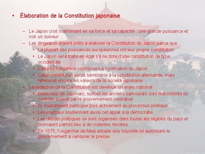  • Élaboration de la Constitution japonaise – Le Japon croit maintenant en sa