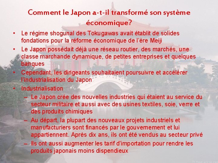 Comment le Japon a-t-il transformé son système économique? • Le régime shogunal des Tokugawas