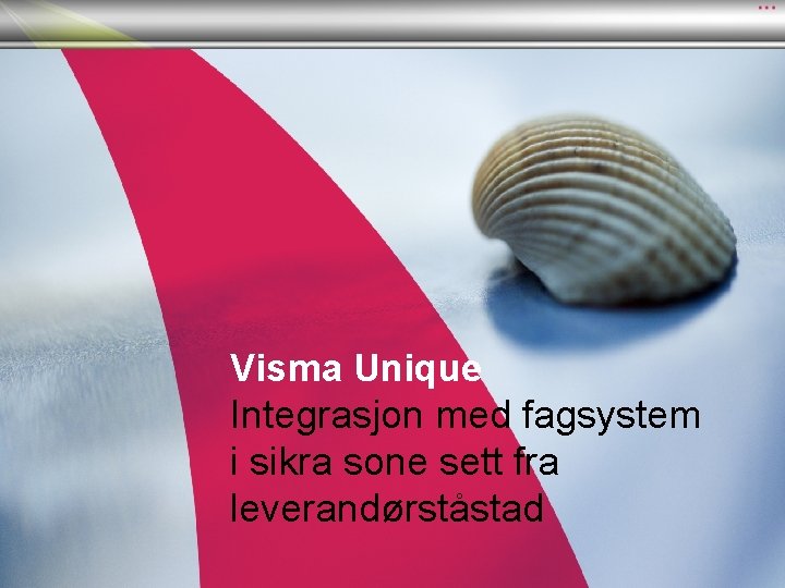 Visma Unique Integrasjon med fagsystem i sikra sone sett fra leverandørståstad Visma Unique Integrasjon med fagsystem i sikra sone sett fra leverandørståstad