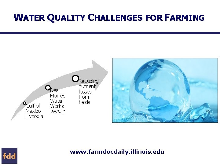 WATER QUALITY CHALLENGES FOR FARMING Gulf of Mexico Hypoxia Des Moines Water Works lawsuit