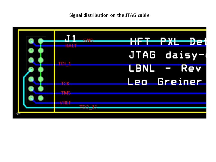 Signal distribution on the JTAG cable HALT GND TDI_1 TCK TMS VREF TDO_10 