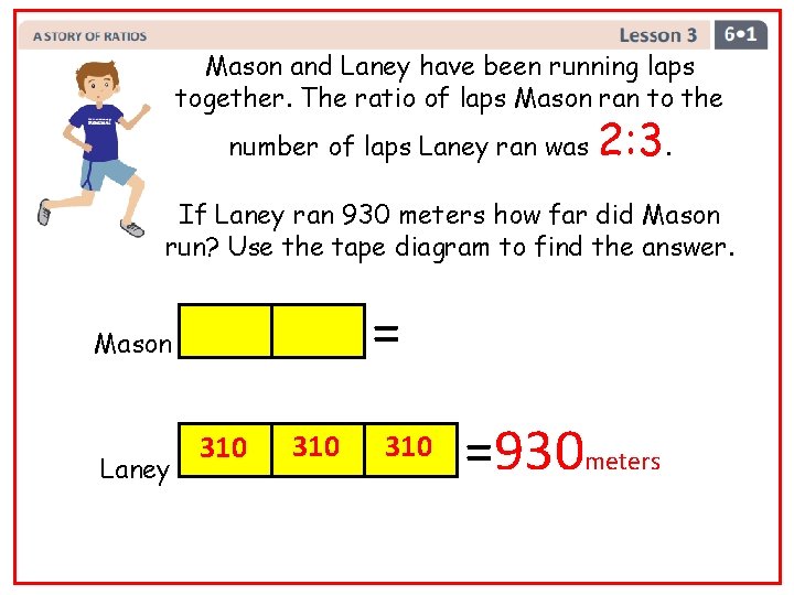 Mason and Laney have been running laps together. The ratio of laps Mason ran