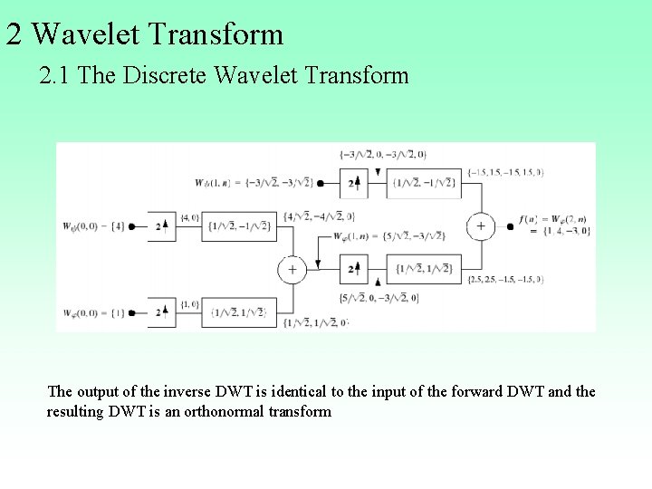 2 Wavelet Transform 2. 1 The Discrete Wavelet Transform The output of the inverse
