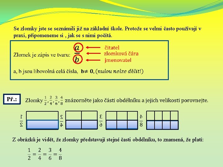 Se zlomky jste se seznámili již na základní škole. Protože se velmi často používají