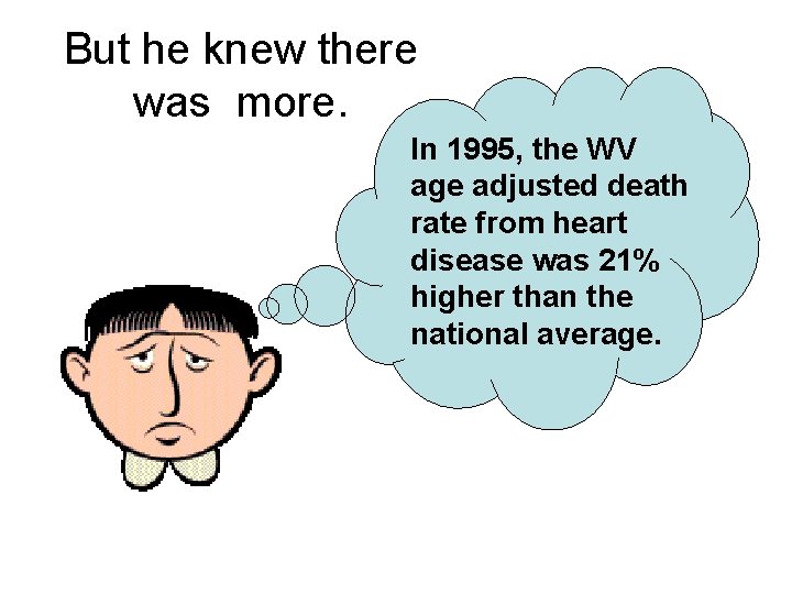 But he knew there was more. In 1995, the WV age adjusted death rate