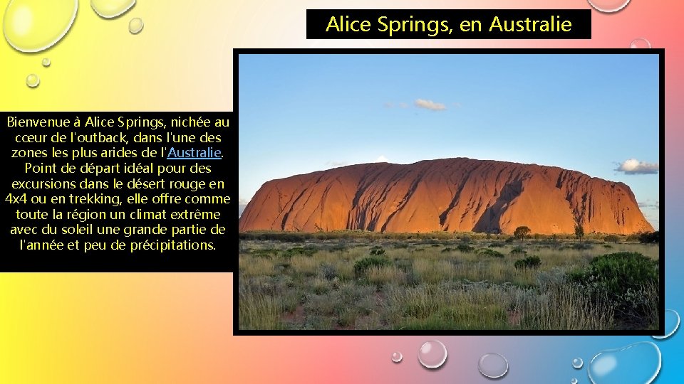 Alice Springs, en Australie Bienvenue à Alice Springs, nichée au cœur de l'outback, dans