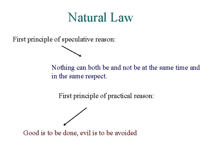 Natural Law First principle of speculative reason: Nothing can both be and not be