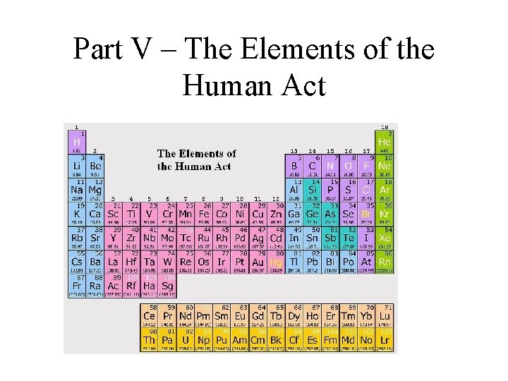 Part V – The Elements of the Human Act 