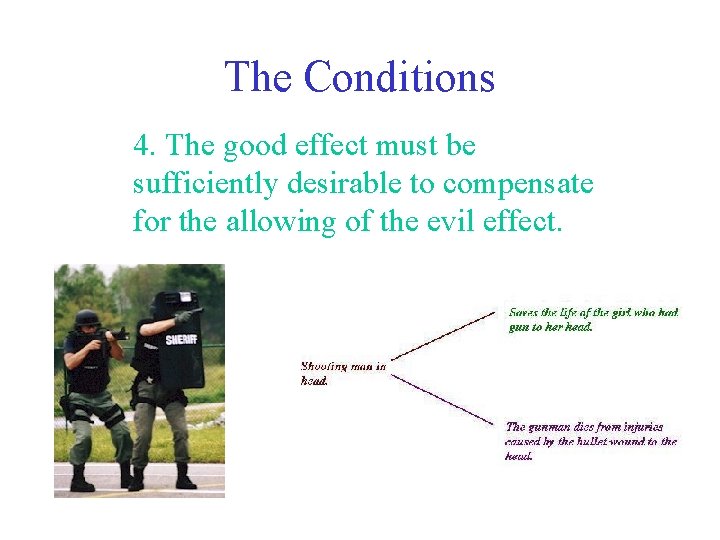 The Conditions 4. The good effect must be sufficiently desirable to compensate for the