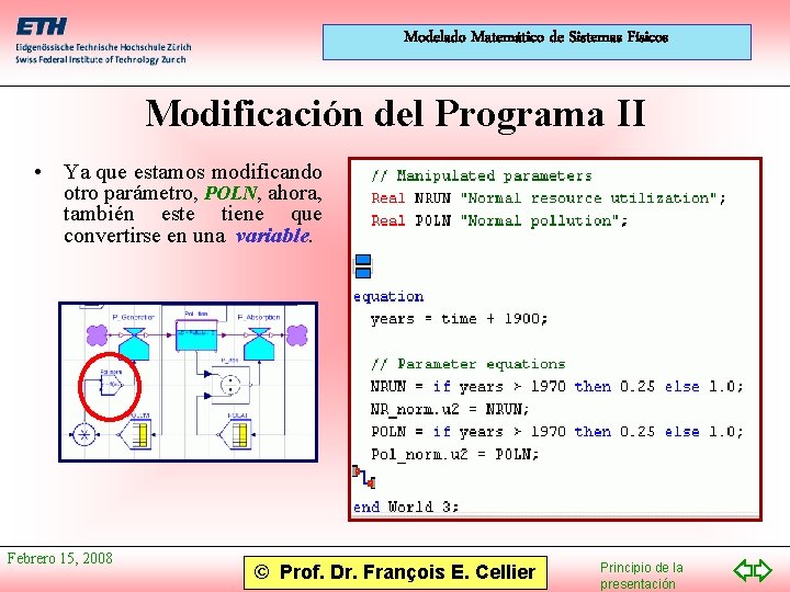 Modelado Matemático de Sistemas Físicos Modificación del Programa II • Ya que estamos modificando