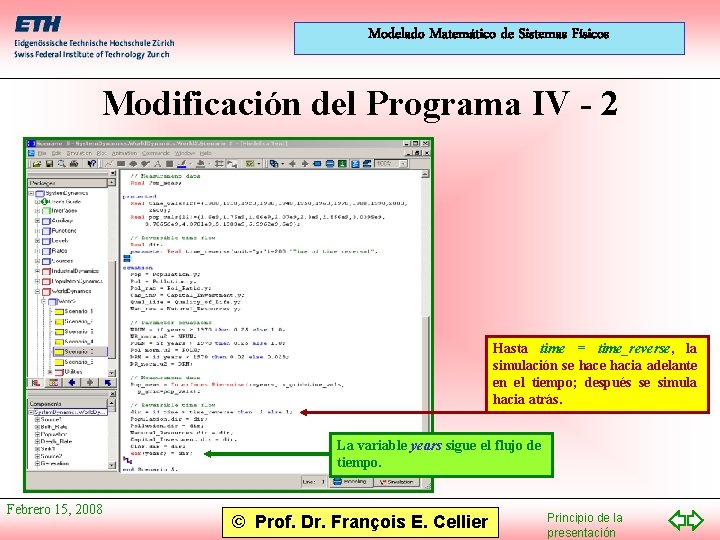 Modelado Matemático de Sistemas Físicos Modificación del Programa IV - 2 Hasta time =