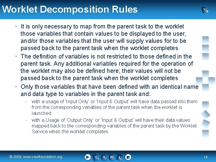 Worklet Decomposition Rules • It is only necessary to map from the parent task
