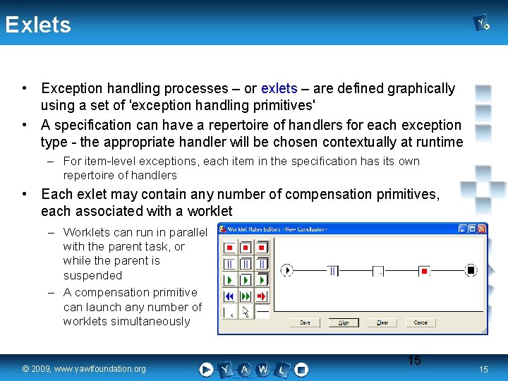 Exlets • Exception handling processes – or exlets – are defined graphically using a