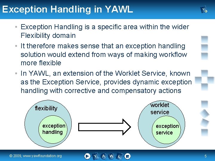 Exception Handling in YAWL • Exception Handling is a specific area within the wider