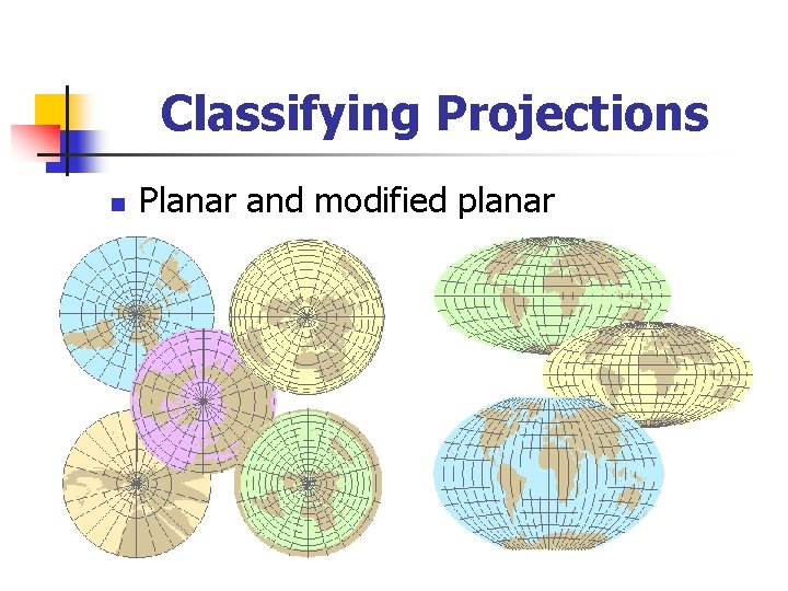 Classifying Projections n Planar and modified planar 