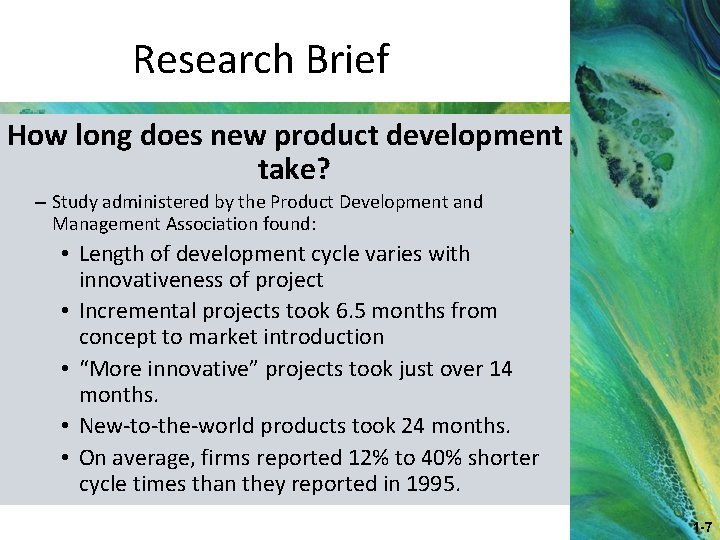 Research Brief How long does new product development take? – Study administered by the