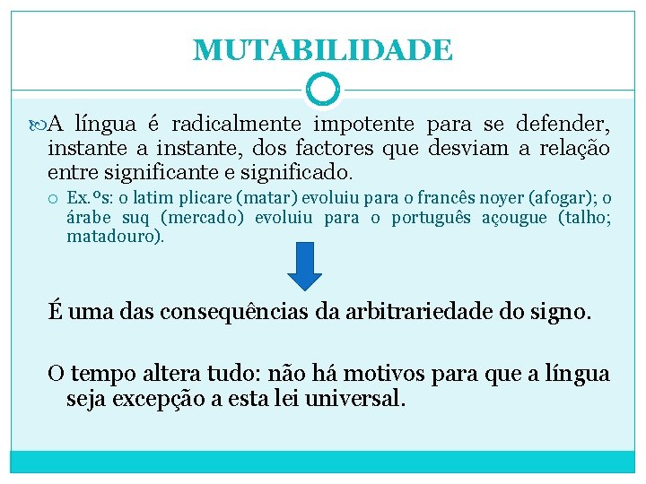 MUTABILIDADE A língua é radicalmente impotente para se defender, instante a instante, dos factores