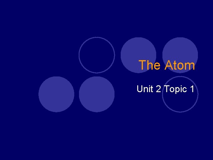 The Atom Unit 2 Topic 1 
