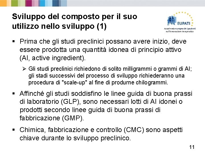 Sviluppo del composto per il suo utilizzo nello sviluppo (1) Accademia europea dei pazienti