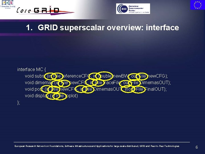 1. GRID superscalar overview: interface MC { void subst (in File reference. CFG, in