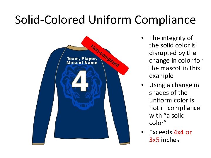 Solid-Colored Uniform Compliance No nco m pli an t • The integrity of the