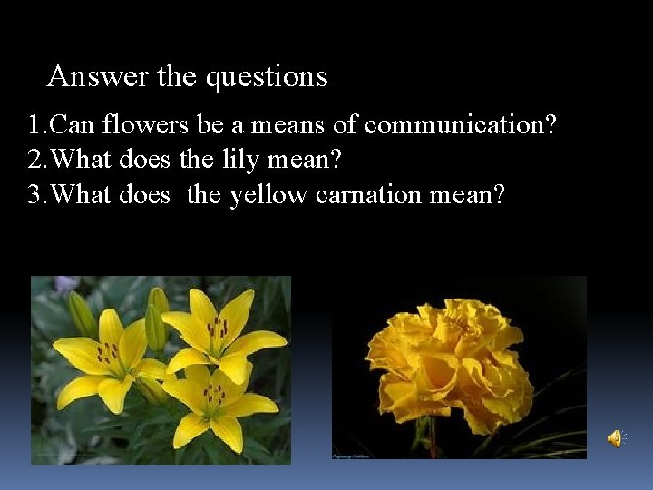 Answer the questions 1. Can flowers be a means of communication? 2. What does