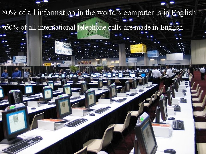 80% of all information in the world`s computer is in English. • 60% of