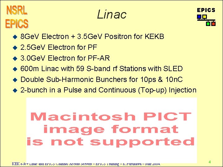 Linac u u u EPICS 8 Ge. V Electron + 3. 5 Ge. V