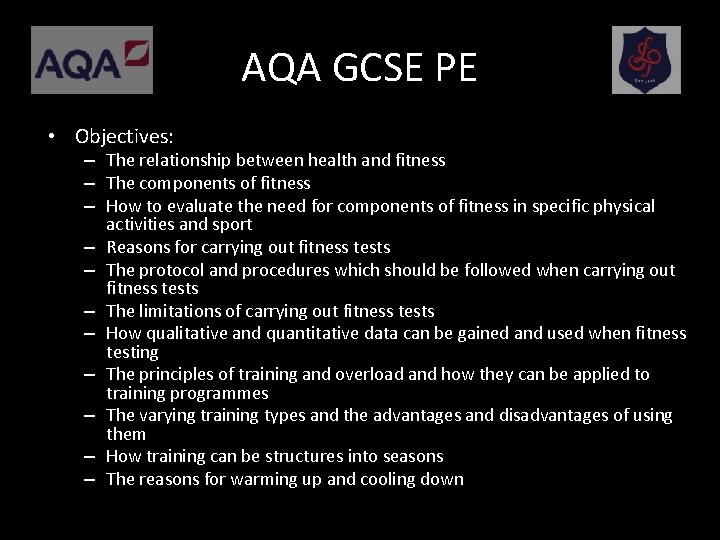 AQA GCSE PE Objectives: • • Chapter 3 – The relationship between health and