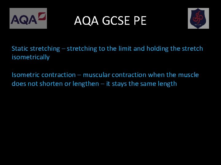 AQA GCSE PE Static stretching – stretching to the limit and holding the stretch