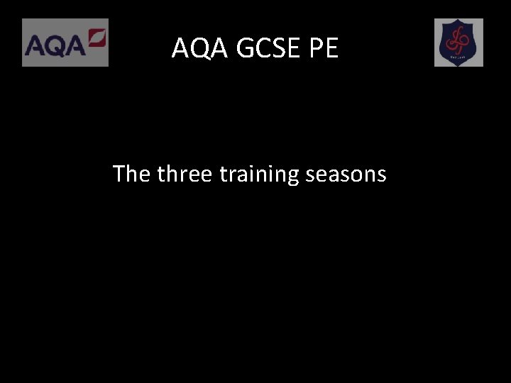 AQA GCSE PE The three training seasons 