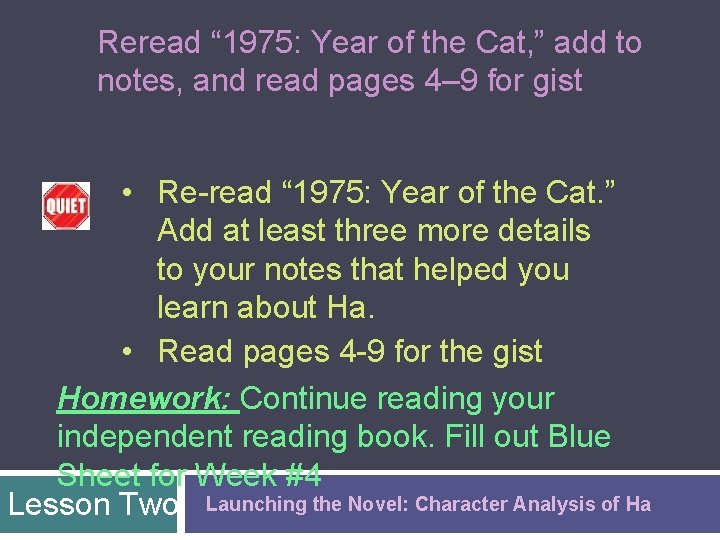 Reread “ 1975: Year of the Cat, ” add to notes, and read pages