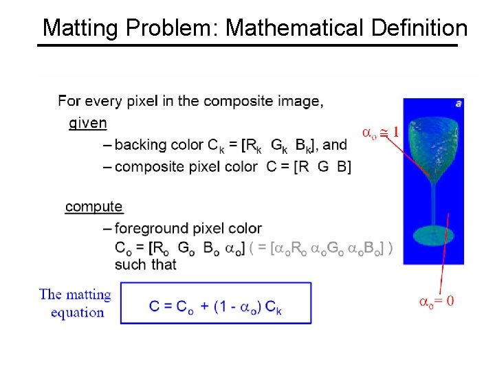 Matting Problem: Mathematical Definition 